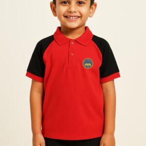 Heritage-Collar Neck Polo Shirt (Red-Navy)