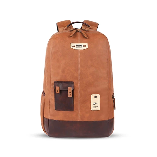 Classic 2 Leather Laptop Backpack With Anti-Theft 19 Inch (Tan)