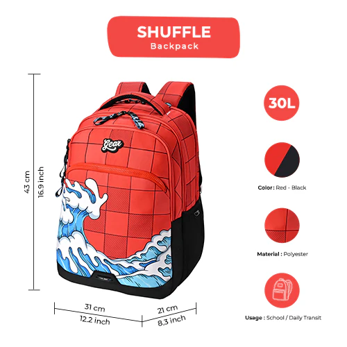 Shuffle Backpack 17 Inch (Red-Blue) - Image 2