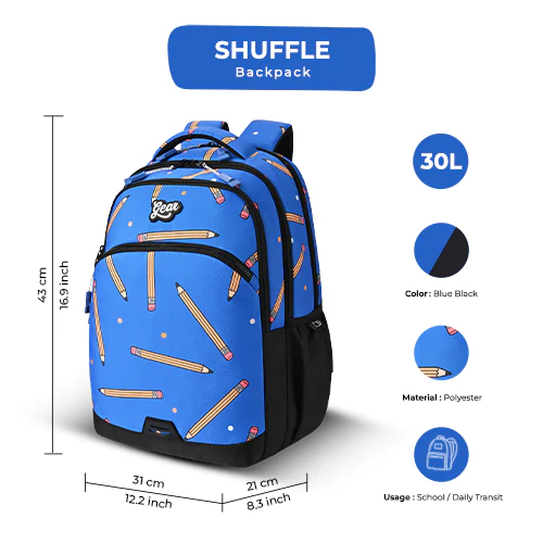 Shuffle Backpack 17 Inch (Blue-Black) - Image 6