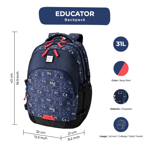 Educator Backpack 19 Inch (Navy-Red) - Image 7