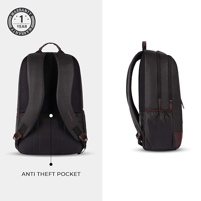 Classic 2 Leather Laptop Backpack With Anti-Theft 19 Inch (Black) - Image 4