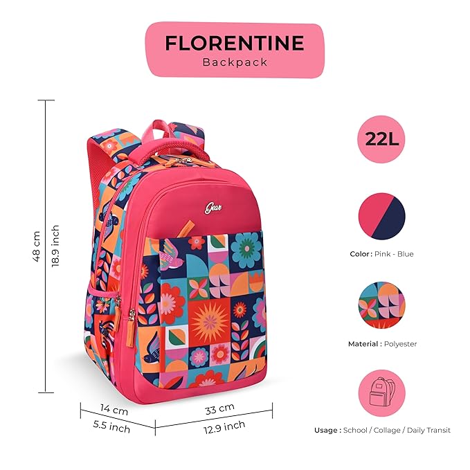 Florentine Laptop Backpack 19 Inch (Pink-Blue) - Image 6