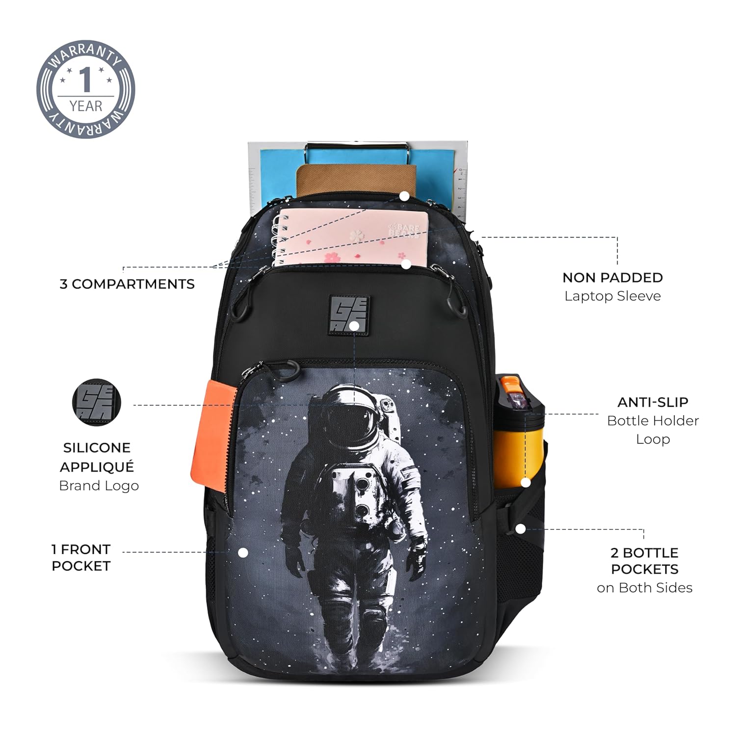 Art Astronaut Backpack 19 Inch (Black-Grey) - Image 4