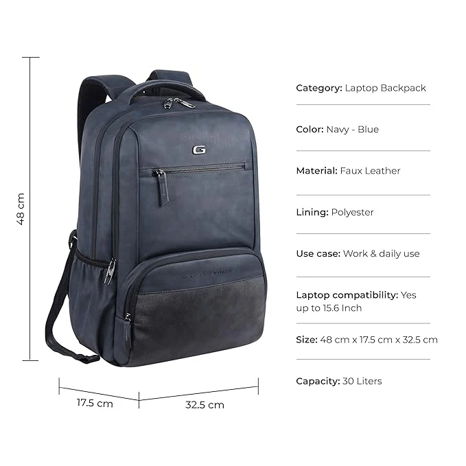 Heritage Laptop Backpack 19 Inch (Navy Blue) - Image 5