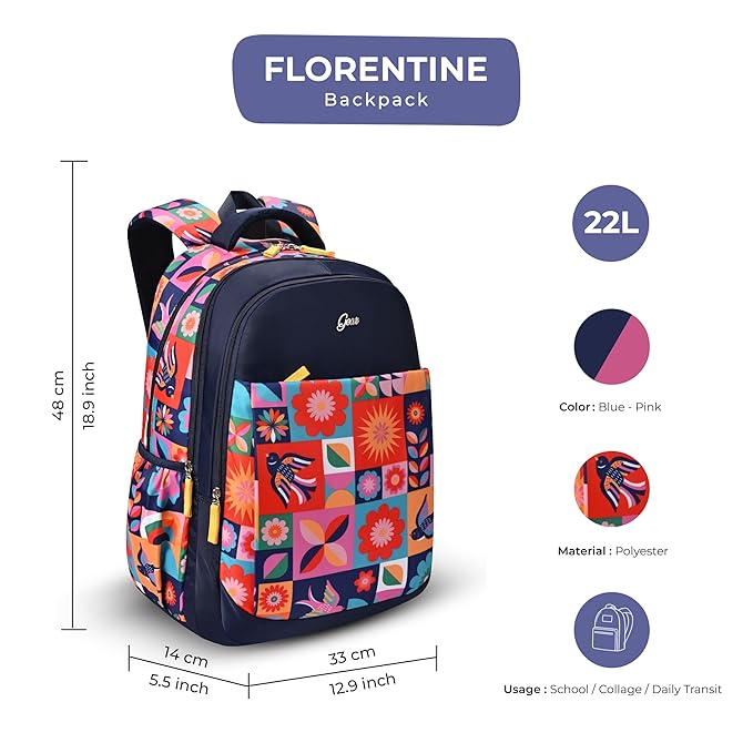 Florentine Laptop Backpack 19 Inch (Blue-Pink) - Image 6