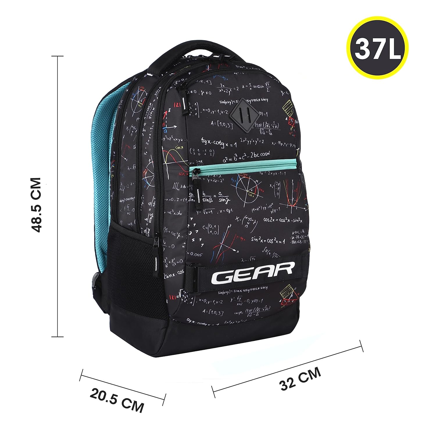 Calculus Backpack With Rain Cover 19 Inch (Black-Sky Blue) - Image 8