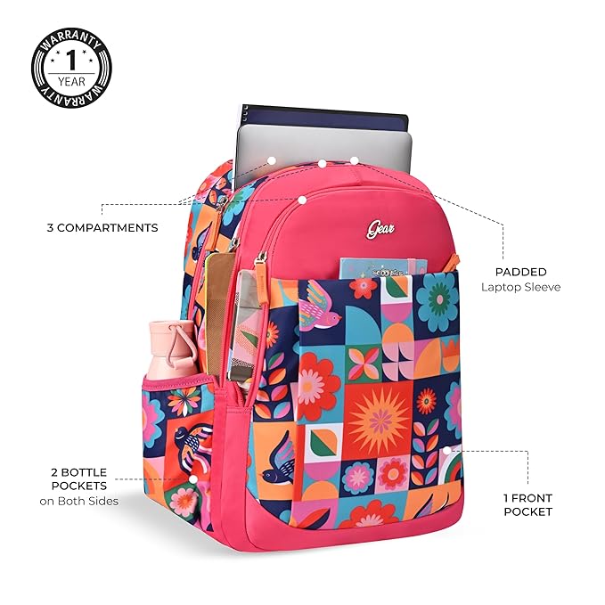 Florentine Laptop Backpack 19 Inch (Pink-Blue) - Image 4