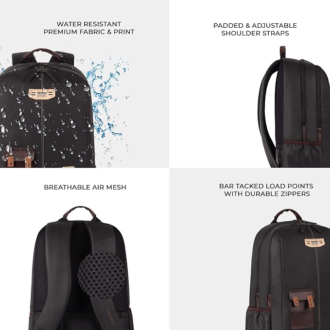 Classic 2 Leather Laptop Backpack With Anti-Theft 19 Inch (Black) - Image 3