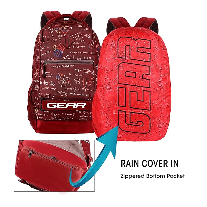 Calculus Backpack With Rain Cover 19 Inch (Maroon) - Image 8