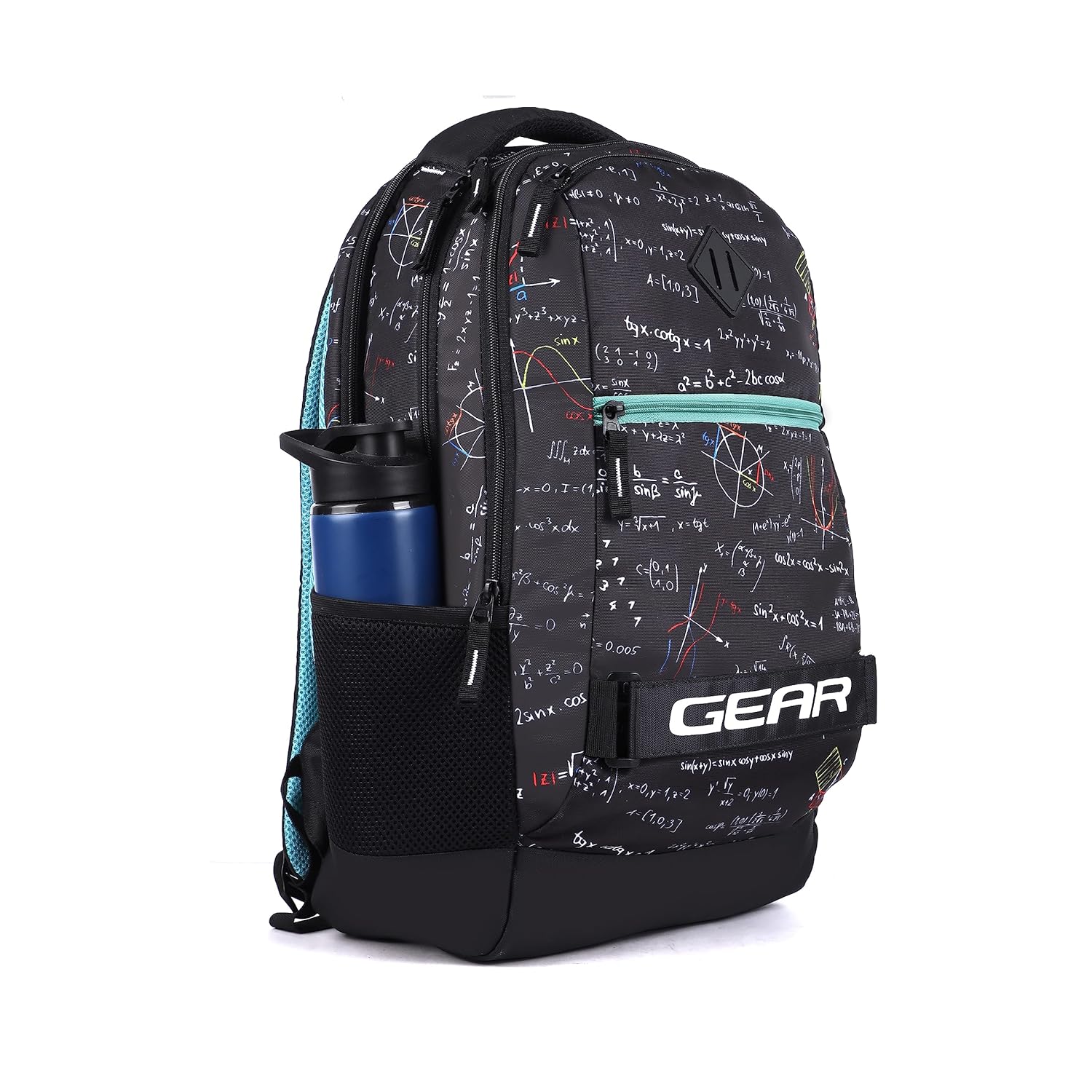 Calculus Backpack With Rain Cover 19 Inch (Black-Sky Blue) - Image 7