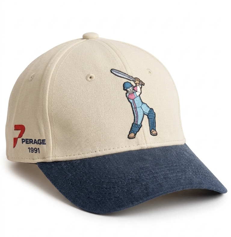 Cap- Beige & Navy Blue
